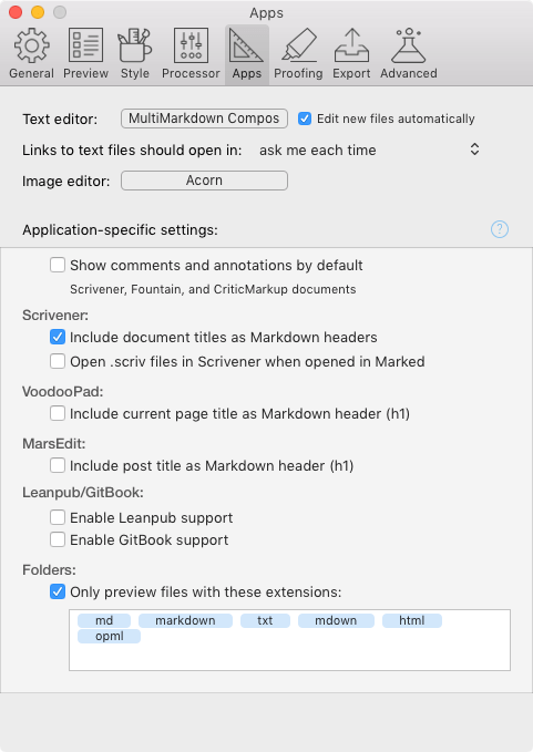 Preferences: Apps
