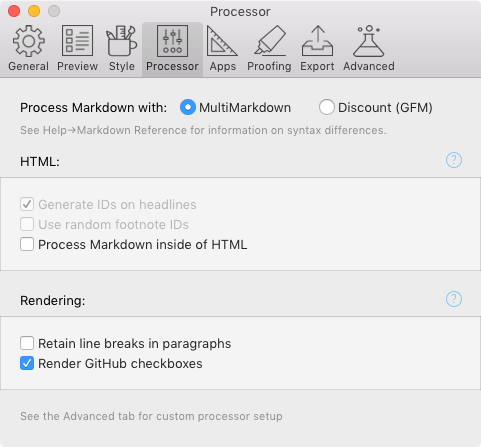 Preferences: Processor